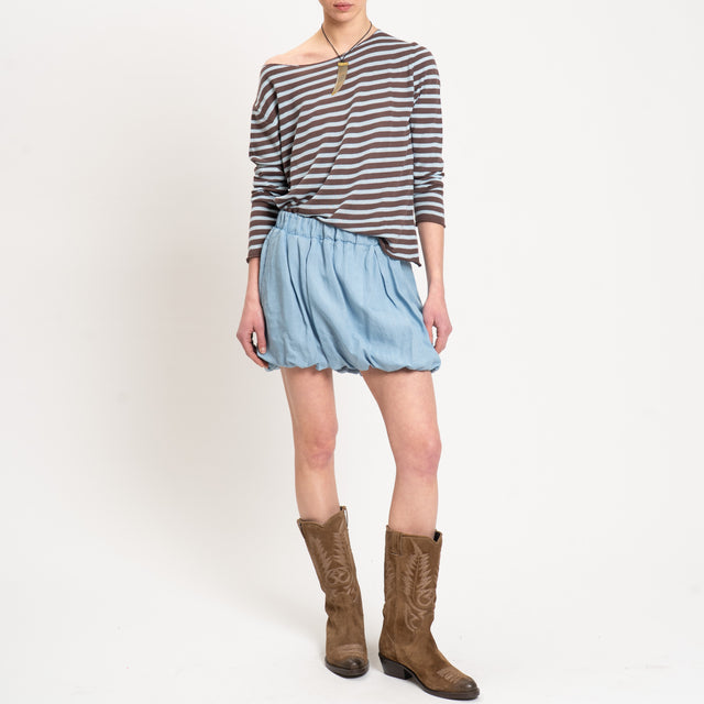 Tensione in-Minigonna chambray elastico in vita - denim