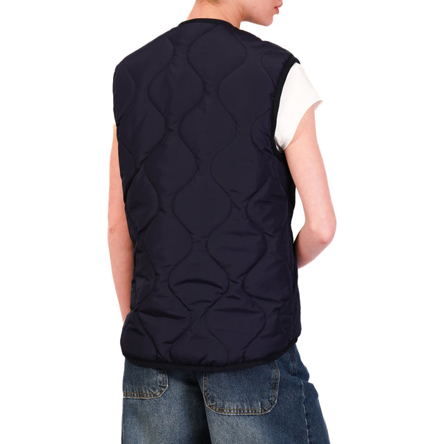 Tensione in-Gilet trapuntato con patch - blu