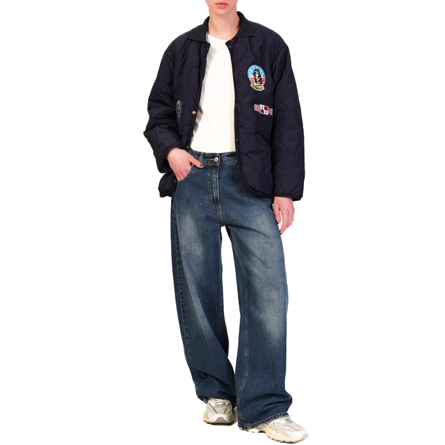 Tensione in-Giacca trapuntata con patch - blu