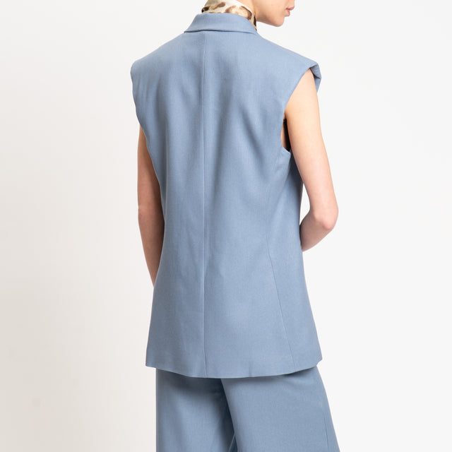 Tensione in-Gilet 1 bottone con foulard - denim