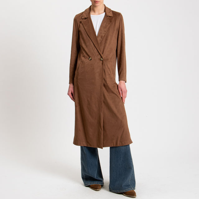 Tensione in-Trench effetto suede - cuoio