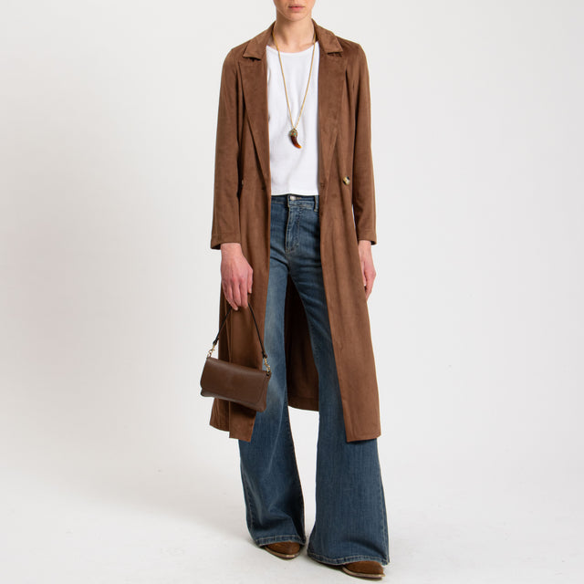 Tensione in-Trench effetto suede - cuoio