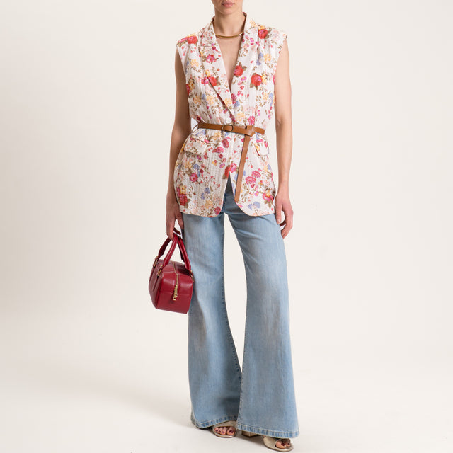 Tensione in-Gilet fantasia floreale - latte/cherry/peach