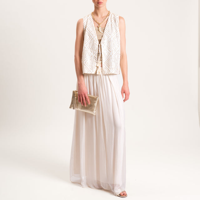 Tensione in-Gilet con paillettes ricamate - burro/oro