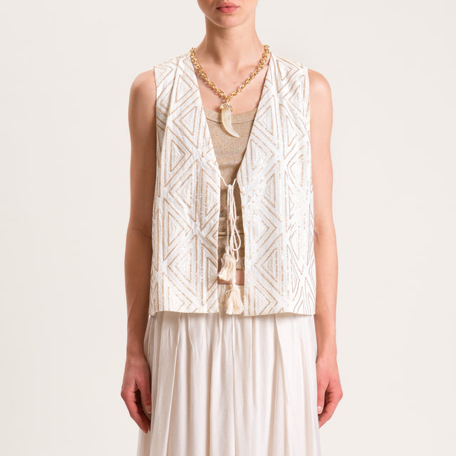 Tensione in-Gilet con paillettes ricamate - burro/oro