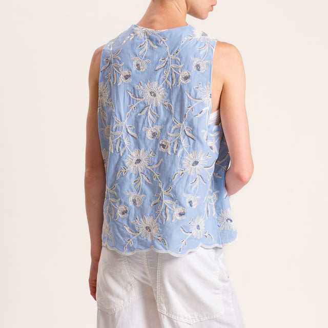 Tensione in-Gilet ricami con paillettes - cielo/burro