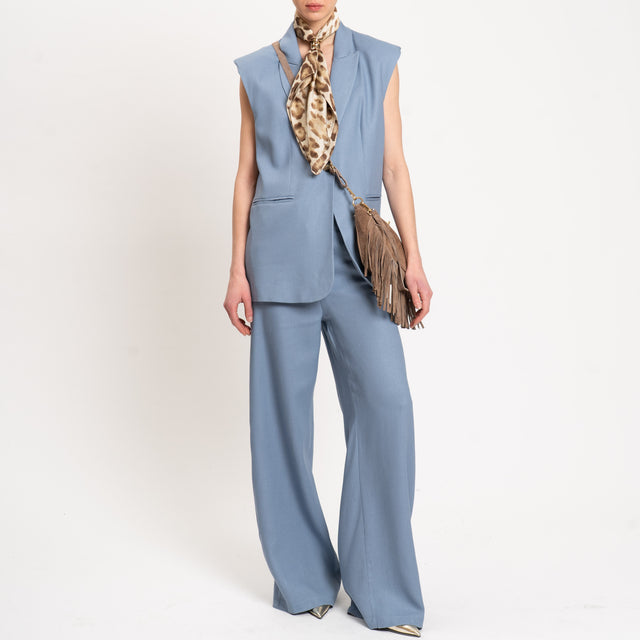 Tensione in-Pantalone palazzo elastico dietro - denim