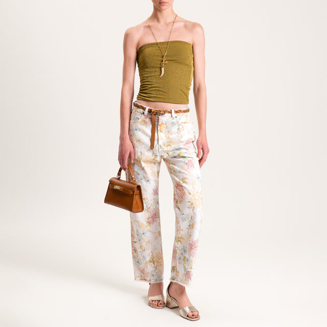 Tensione in-Jeans fantasia floreale - burro/cipria/acqua