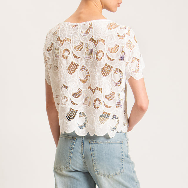 Tensione in-Blusa pizzo macramè - bianco