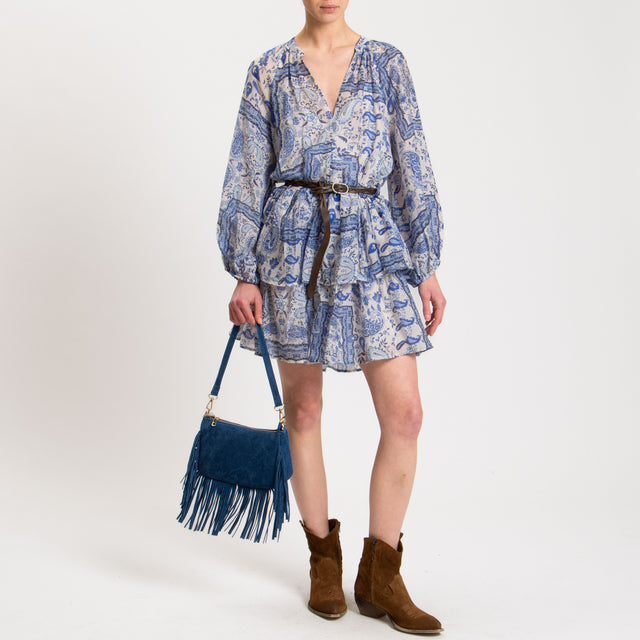 Tensione in-Abito in mussola fantasia cashmere - latte/royal