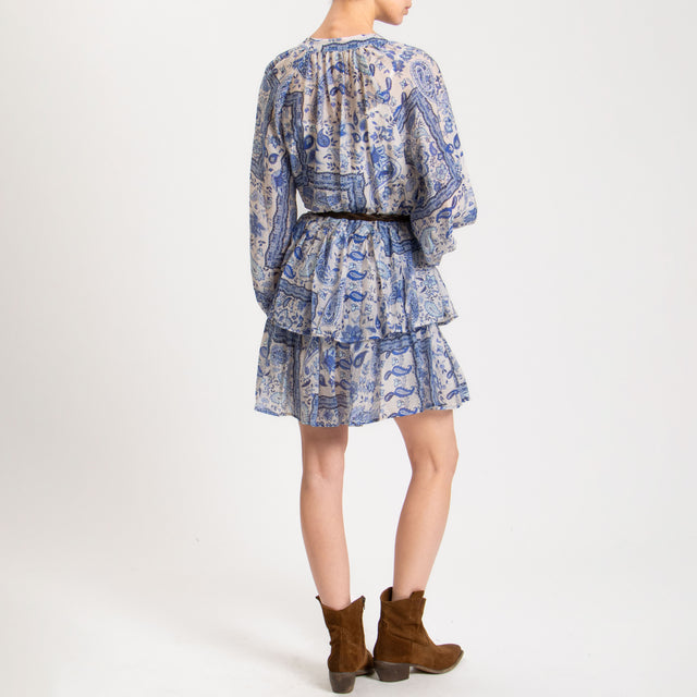 Tensione in-Abito in mussola fantasia cashmere - latte/royal