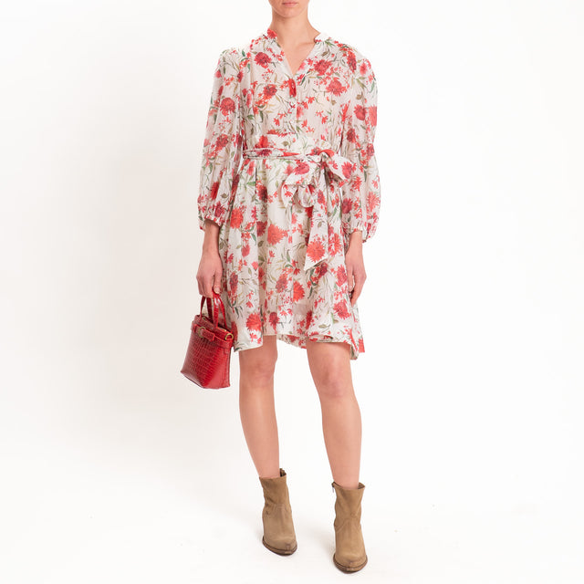 Tensione in-Abito mussola fantasia floreale - burro/rosso/verde