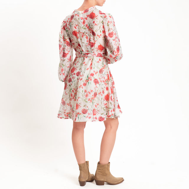 Tensione in-Abito mussola fantasia floreale - burro/rosso/verde