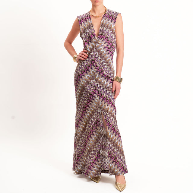 Tensione in-Abito smanicato jacquard - viola/sand/lilla