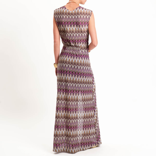 Tensione in-Abito smanicato jacquard - viola/sand/lilla