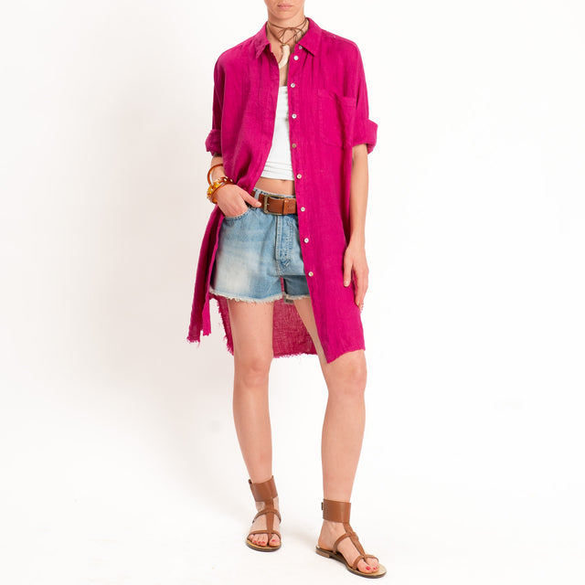 Tensione in-Abito chemisier 100% lino - magenta