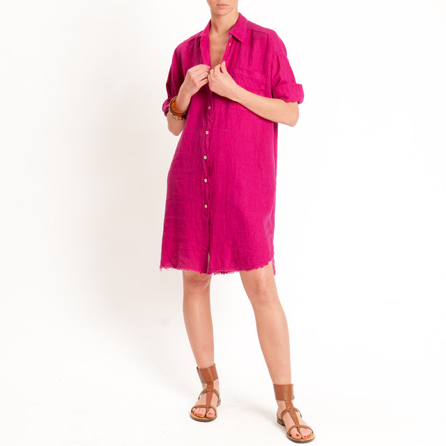 Tensione in-Abito chemisier 100% lino - magenta