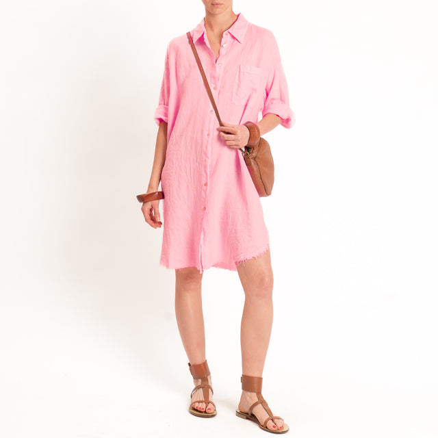 Tensione in-Abito chemisier 100% lino - rosa confetto
