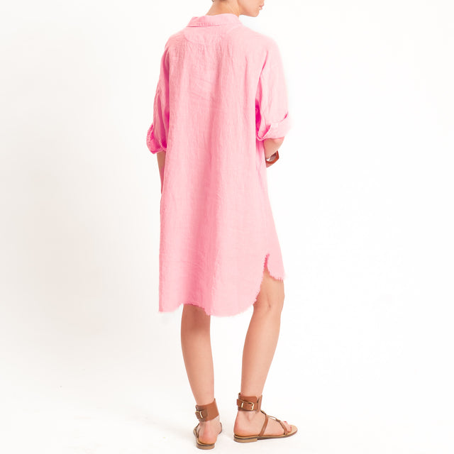 Tensione in-Abito chemisier 100% lino - rosa confetto