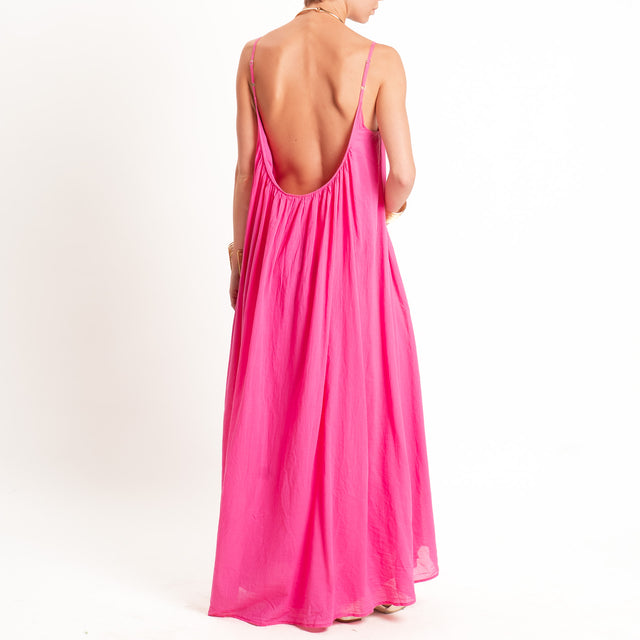 Tensione in-Abito mussola bretelle regolabili - fucsia