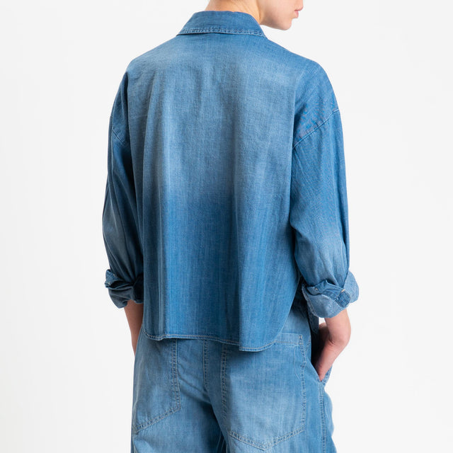 Tensione in-Camicia jeans tela light spacchi later - denim