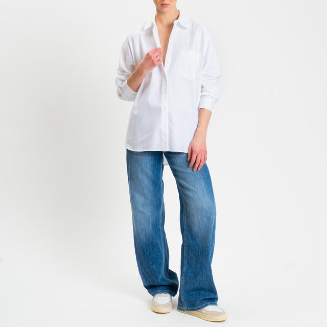 Tensione in-Camicia oxford over in cotone - bianco