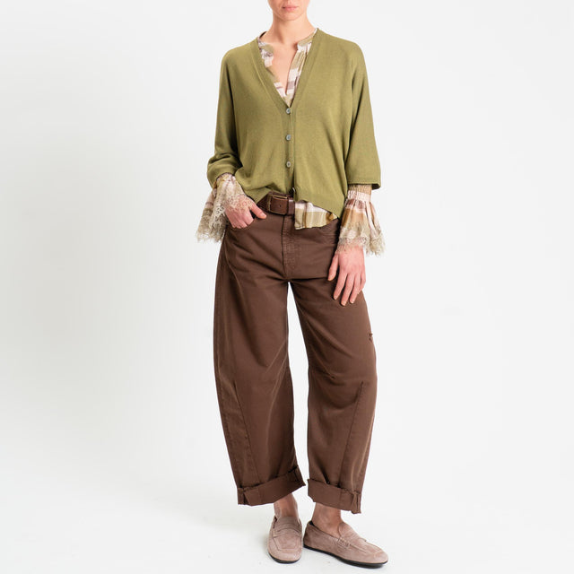 Zeroassoluto-Cardigan scollo v manica 3/4  - olio