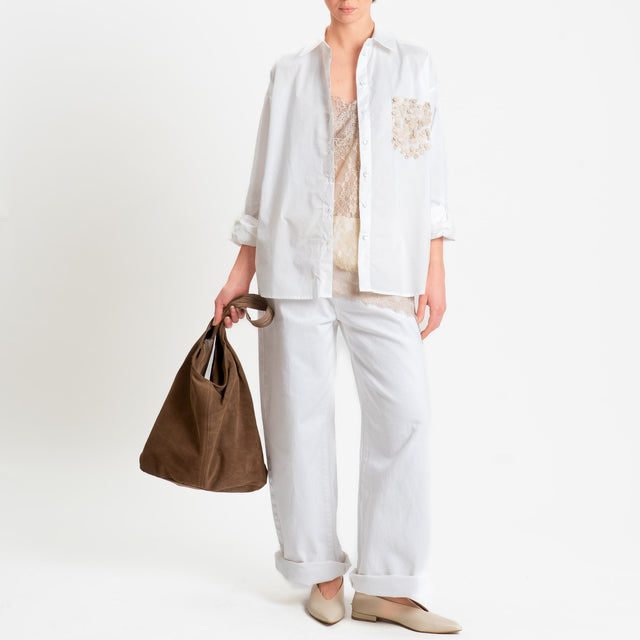 Tensione in -Camicia con taschino paillettes - bianco
