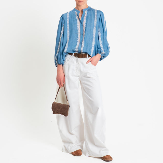 Tensione in-Camicia chambray con inserti in pizzo - denim