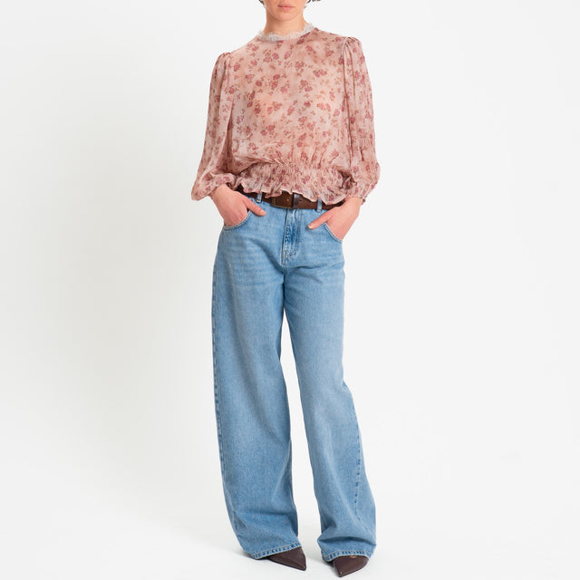 Tensione in-Blusa georgette fantasia fiori - rosa