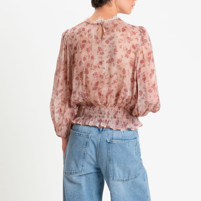 Tensione in-Blusa georgette fantasia fiori - rosa