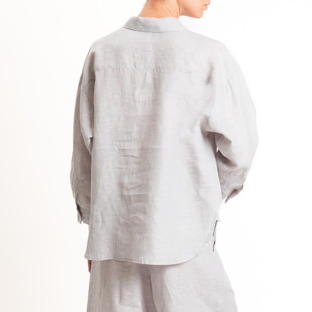 Tensione in-Camicia 100% lino con taschino - perla