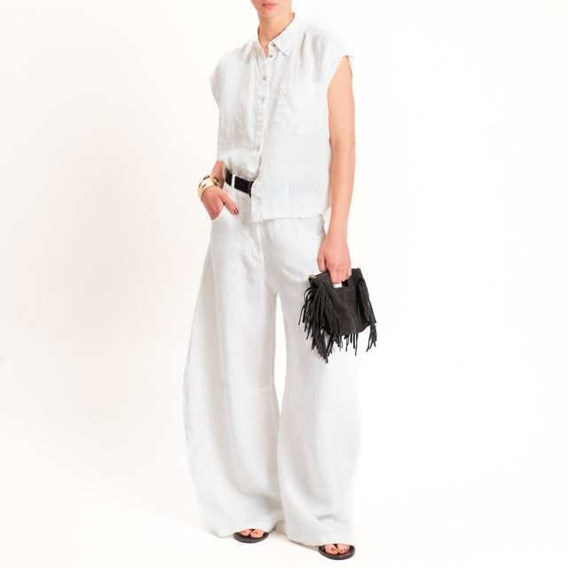 Tensione in-Camicia smanicata 100% lino - panna