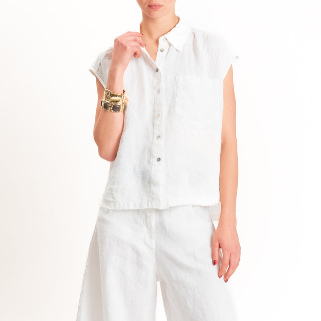 Tensione in-Camicia smanicata 100% lino - panna