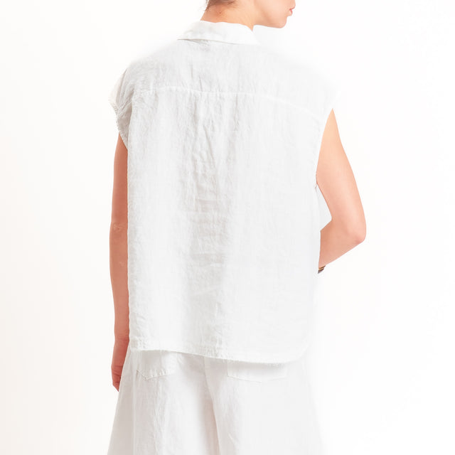 Tensione in-Camicia smanicata 100% lino - panna