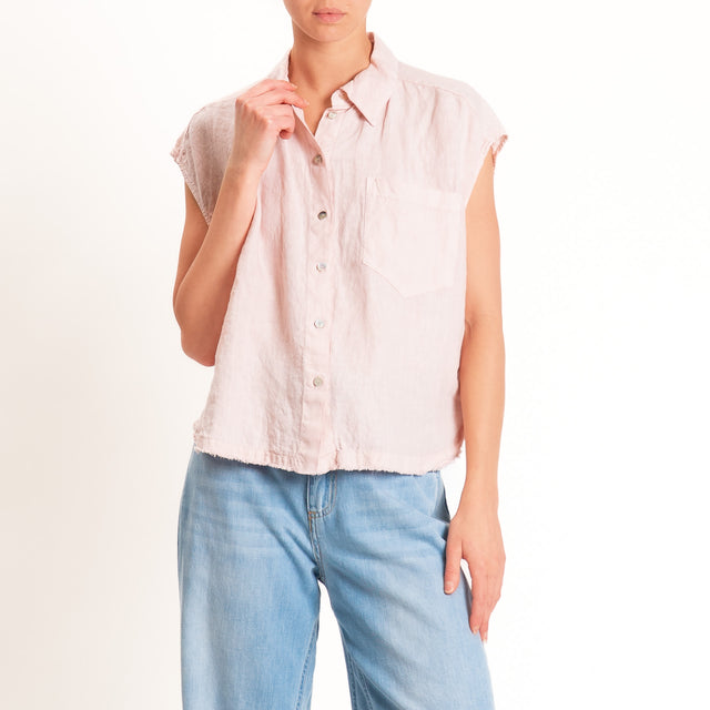 Tensione in-Camicia smanicata 100% lino - cipria