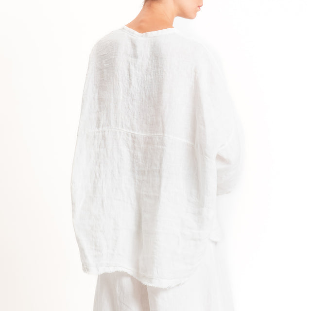 Tensione in-Camicia 100% lino collo coreana - panna