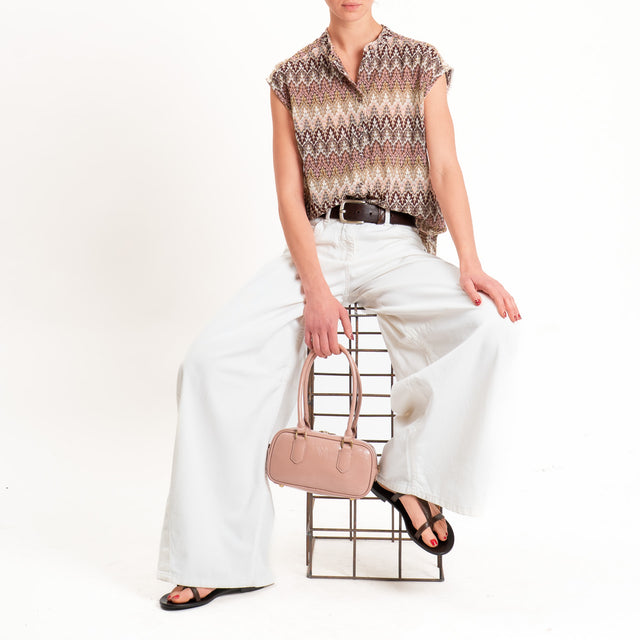 Tensione in-Camicia smanicata jacquard - sand/rosa/vino
