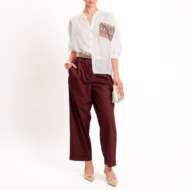 Tensione in-Camicia misto seta taschino jacquard - panna/sand/lilla