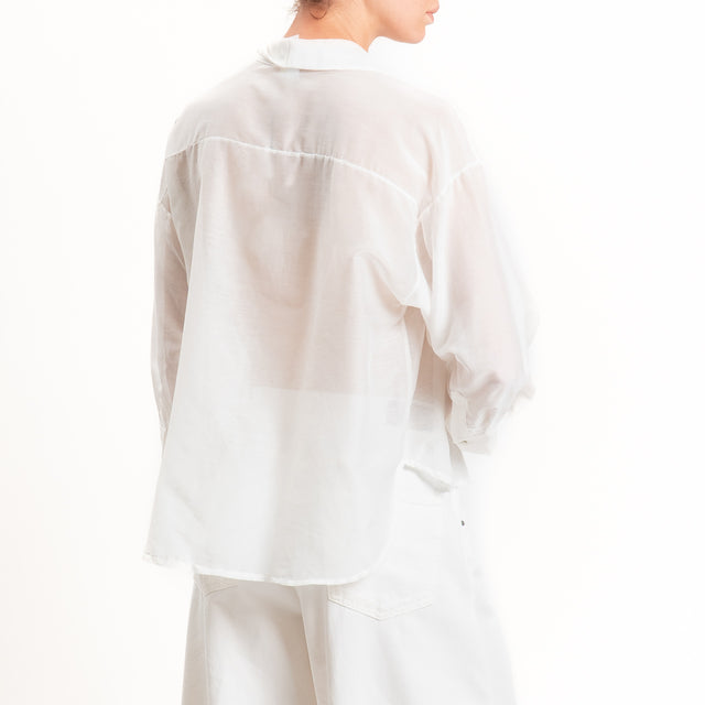Tensione in-Camicia misto seta taschino paillettes - panna