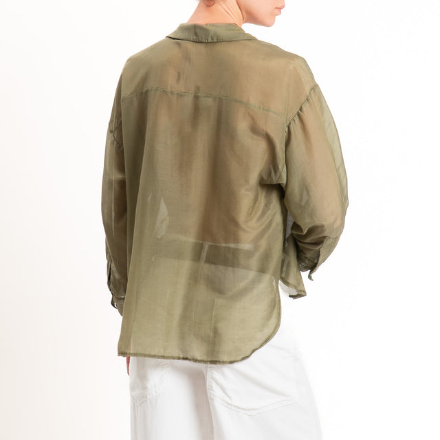 Tensione in-Camicia misto seta taschino paillettes - militare/oro