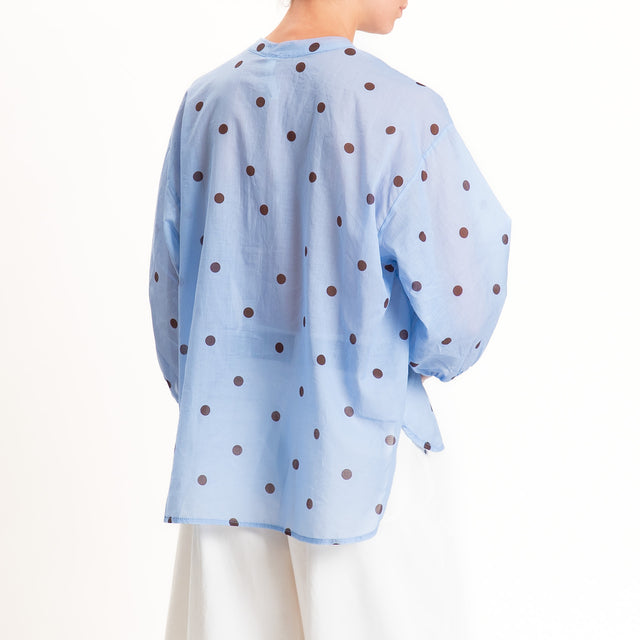 Tensione in-Camicia mussola pois - azzurro/moro