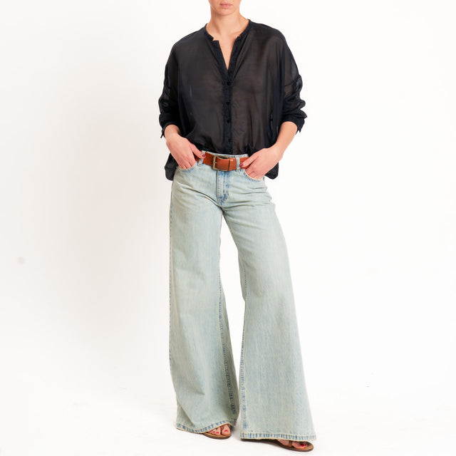 Tensione in-Camicia mussola misto seta - nero