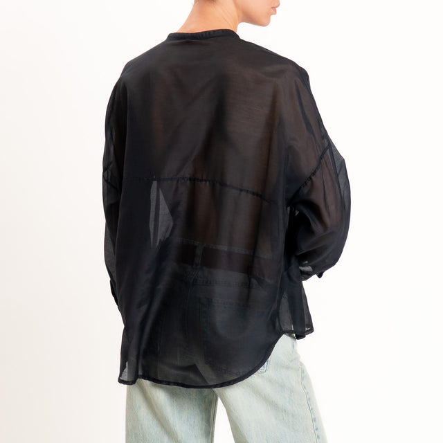 Tensione in-Camicia mussola misto seta - nero