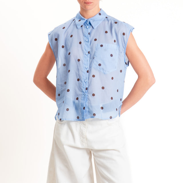 Tensione in-Camicia mussola smanicata a pois - azzurro/moro