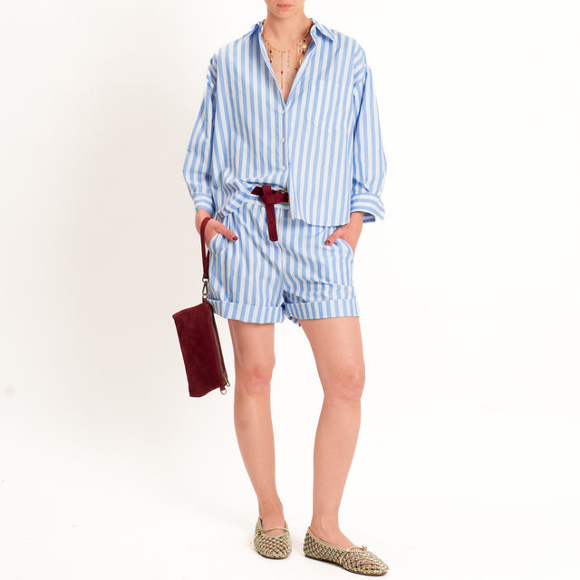 Tensione in-Camicia a righe con taschino - bianco/celeste