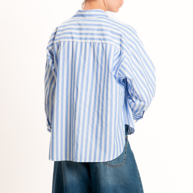 Tensione in-Camicia a righe con taschino - bianco/celeste