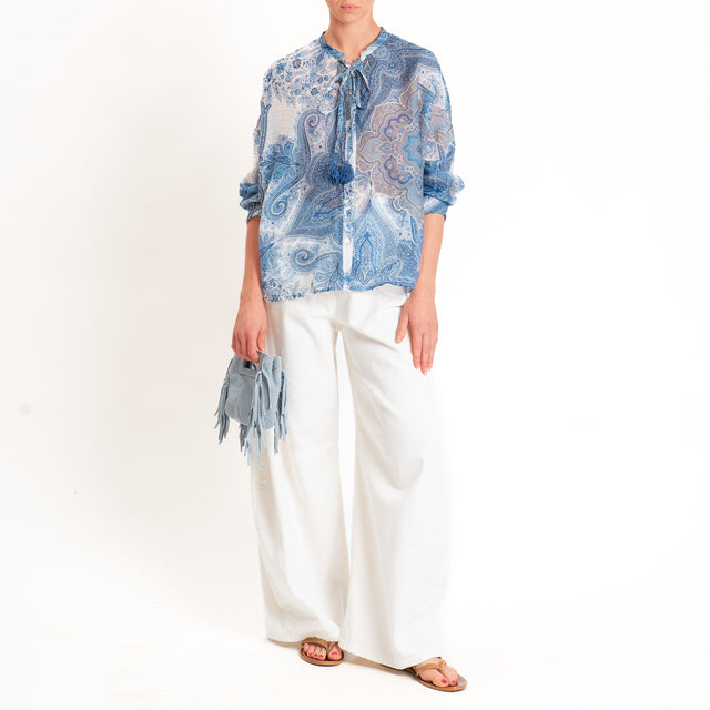Tensione in-Camicia mussola fantasia cashmere - latte/jeans