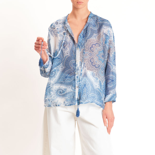 Tensione in-Camicia mussola fantasia cashmere - latte/jeans
