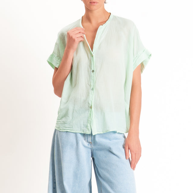 Tensione in-Camicia in mussola manica scesa - acqua